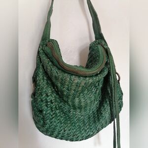 Tano woven leather evergreen shoulder bag tote